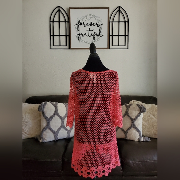 Simply Irresistible Hot Pink Crochet Swim-Beach-Pool Cover Up Size L Classic - Picture 10 of 13